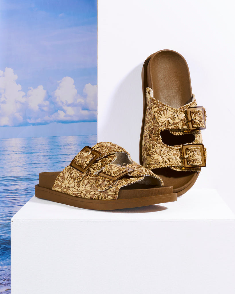 Floral Double-Buckle Platform