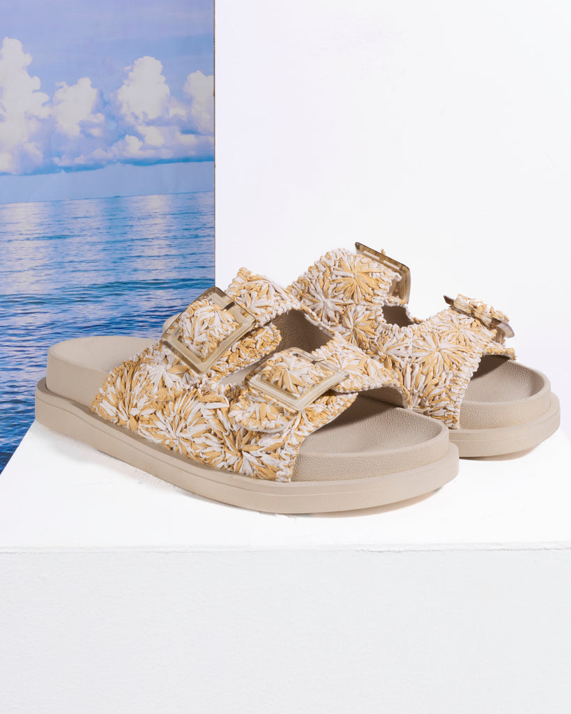 Floral Double-Buckle Platform