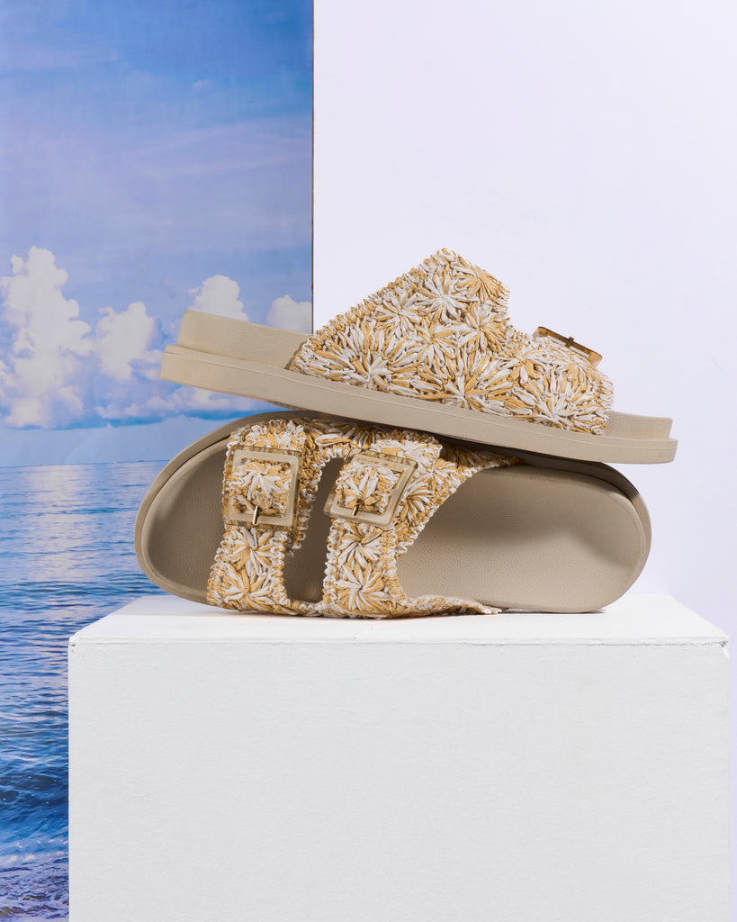 Floral Double-Buckle Platform